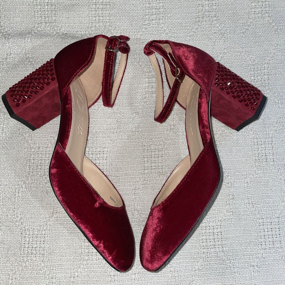 J. Crew Women’s Dressy Pumps Size 6 M Red Velvet Going Out Party Fun NWOB